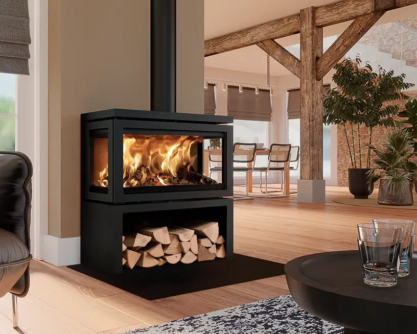 Large contemporary wood burning stove