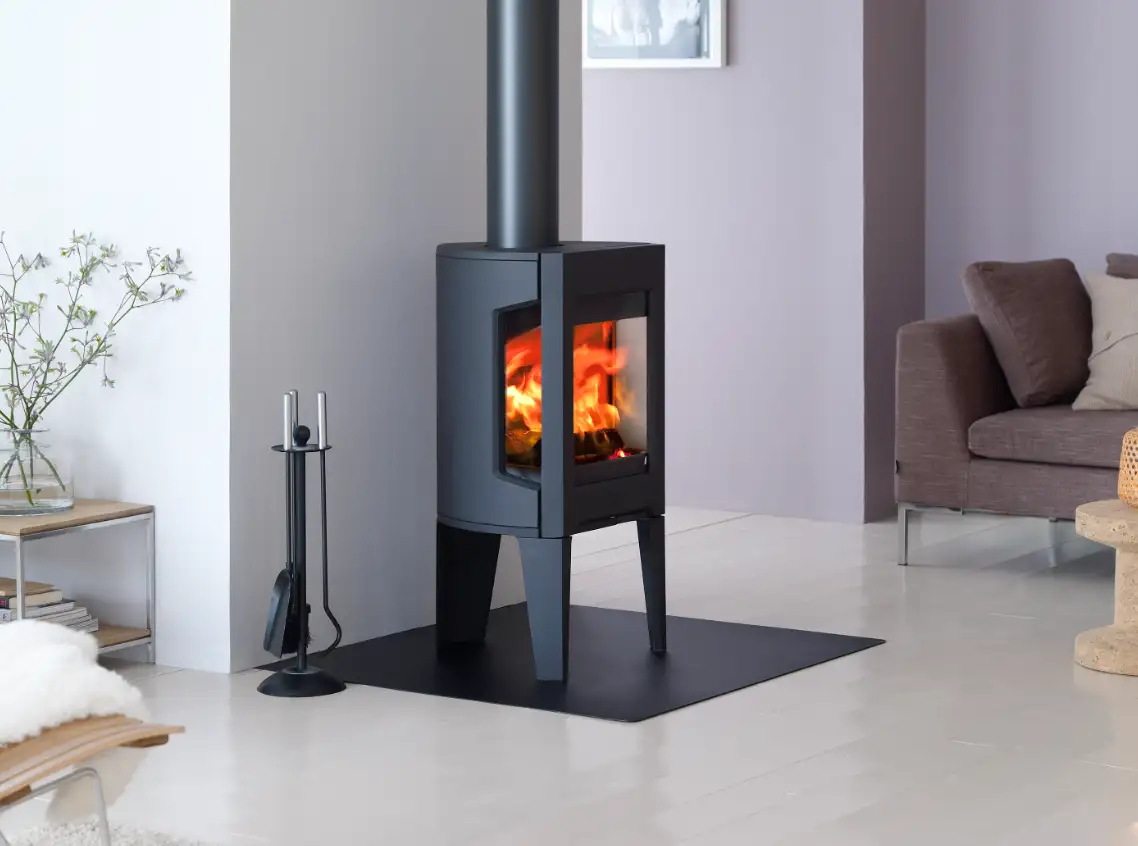 Square matte finished contemporary wood stove